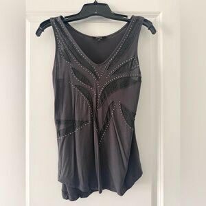 Express Black Embellished Scoop Neck Tank Top